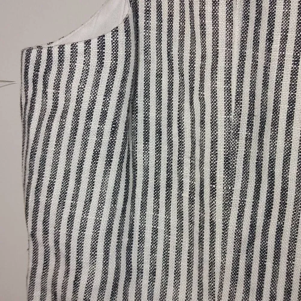 Reformation Women's Striped Sleeveless Leila Linen Romper Blue White Sz 10